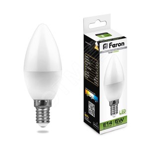 Лампа светодиодная LED 5вт Е14 белый матовая свеча (LB-72) - Feron