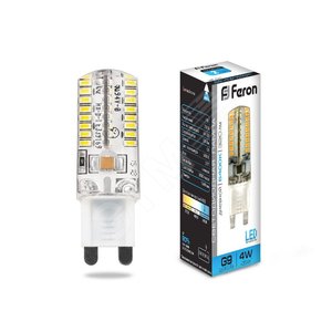 Лампа светодиодная LED 4вт 230в G9 дневной капсульная (LB-421 64LED) - Feron
