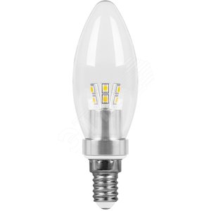Лампа светодиодная LED 4.5вт Е14 дневной (свеча) хром (LB-70) - Feron