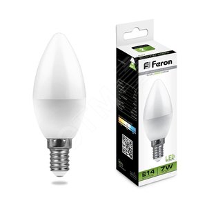 Лампа светодиодная LED 7вт E14 белый матовая свеча - Feron
