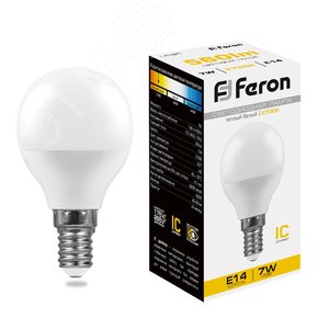 Лампа светодиодная LED 7вт Е14 теплый шар - Feron