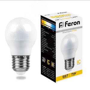 Лампа светодиодная LED 7вт Е27 теплый шар - Feron