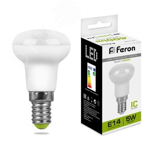 Лампа светодиодная LED зеркальная 5вт Е14 R39 белый - Feron