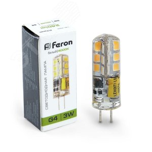 Лампа светодиодная LED 3вт 12в G4 белый капсульная - Feron