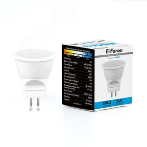 Лампа светодиодная LED 3вт 230в G5.3 MR11 дневной - Feron