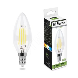 Лампа светодиодная LED 5вт Е14 белый свеча FILAMENT