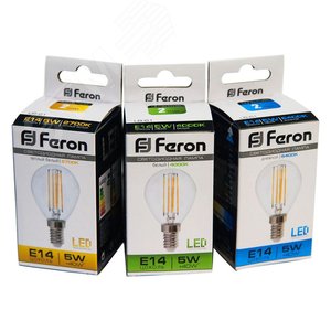 Лампа светодиодная LED 5вт Е14 белый шар FILAMENT 4