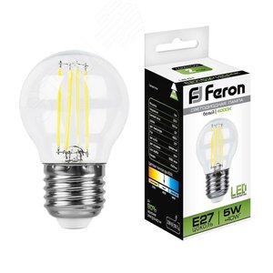 Лампа светодиодная LED 5вт Е27 белый шар FILAMENT - фото 2