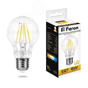 Лампа светодиодная LED 9вт Е27 теплый FILAMENT 2