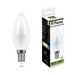Лампа светодиодная LED 5вт Е14 белый матовая свеча FILAMENT (LB-58) - Feron