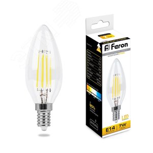 Лампа светодиодная LED 7вт Е14 теплый свеча FILAMENT 2