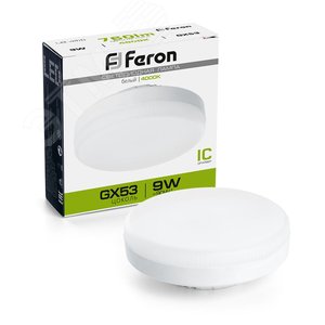 Лампа светодиодная LED 9вт GX53 белый таблетка - Feron