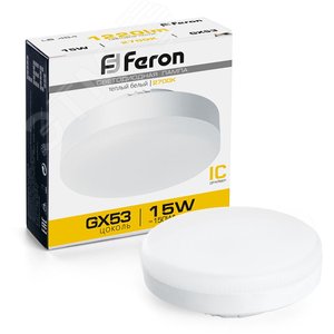 Лампа светодиодная LED 15вт GX53 теплый таблетка - Feron