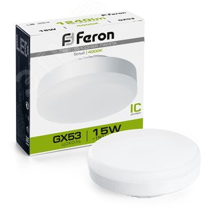 Лампа светодиодная LED 15вт GX53 белый таблетка - Feron