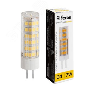 Лампа светодиодная LED 7вт 230в G4 теплый капсульная - Feron