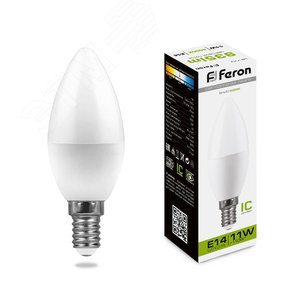 Лампа светодиодная LED 11вт E14 белый матовая свеча - Feron