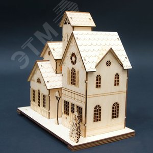 Световая фигура деревянная Домик на батарейках (LT095) - фото 3