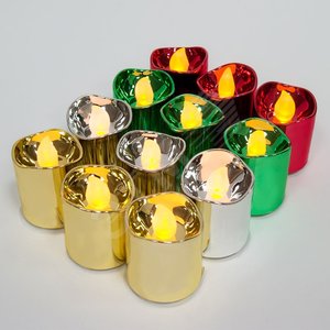 Свечи разноцветные LED тепло-белый (12шт) (FL078 разноцветные) - Feron