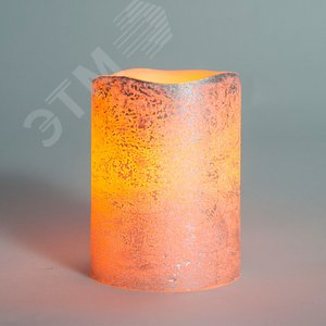 Свеча цилиндр серебро LED янтарный (FL065 серебро) - фото 2