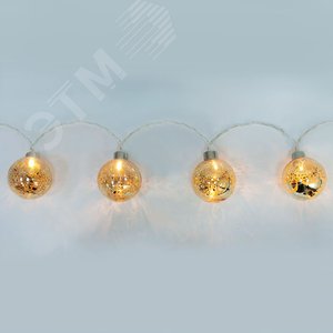 Гирлянда Шары стеклянные золотистые LED 0.7м (CL110) - фото 2