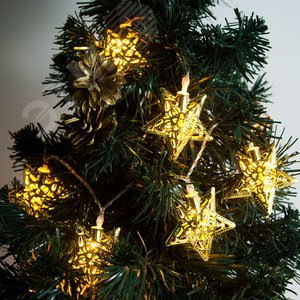 Гирлянда Золотые звезды 10LED 0.9м+0.3м (CL553) - фото 3
