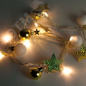 Гирлянда Карнавал золото 20LED белый 3000К 2м+1.5м (CL62) - фото 2