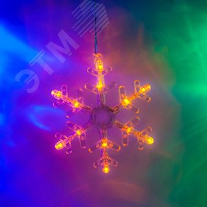 Гирлянда 13 разноцветных снежинок 120LED мультиколор 3м+1.5м шнур (CL108) - фото 2