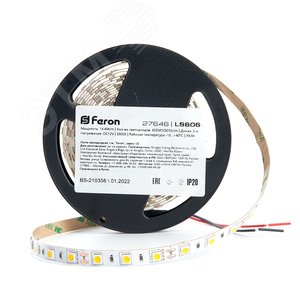 Лента светодиодная 14.4Вт/м 12В 3000К IP20 60LED/м LS606 - фото 2
