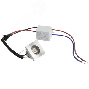 Светильник светодиодный ДВО-1w 6400K 43Лм квадратный серебро (G774) 5