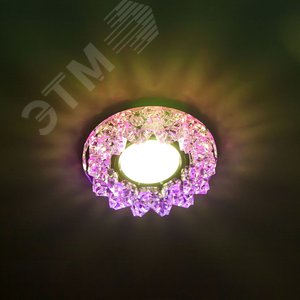 Светильник ИВО-50w 12в G5.3 со светодиодной подсветкой 2.5w RGB прозрачное с прозрачным стеклом (CD2542 прозр/прозр.LED) - фото 5