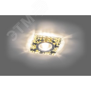 Светильник ИВО-50w 12в G5.3 со светодиодной подсвекой,со стеклом, черный/серебро,Feron (8787-2 черн/серебро) - фото 2