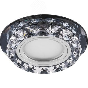 Светильник ИВО-50w G5.3 со светодиодной подсветкой 4000К прозрачное с черным стеклом (CD878) - Feron