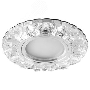 Светильник ИВО-50w G5.3 со светодиодной подсветкой 4000К хром с прозрачным стеклом (CD908)