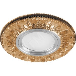 Светильник ИВО-50w G5.3 со светодиодной подсветкой 4000К хром с коричневым стеклом (CD903)