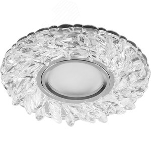 Светильник ИВО-50w G5.3 со светодиодной подсветкой 4000К хром с прозрачным стеклом (CD915)