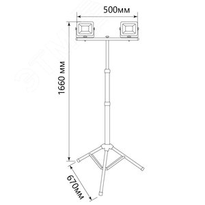 Прожекторы светодиодные ДО-2х30 на штативе 6400К 5400 Лм IP65 5