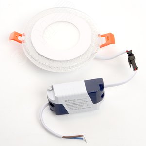 Светильник светодиодный ДВО-6w 4000K 480Лм со светодиодной синей подсветкой белый (AL2330) 2