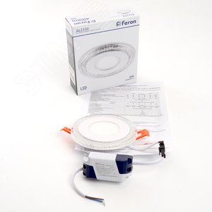 Светильник светодиодный ДВО-6w 4000K 480Лм со светодиодной синей подсветкой белый (AL2330) 6