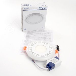 Светильник светодиодный ДВО-6w 4000K 480Лм со светодиодной подсветкой 4000К белый (AL2440) 5