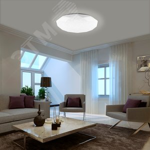 Светильник светодиодный ДБО-36w матовый с эффектом Звездного неба регулировкой цветовой температуры 3000-6500К светового потока max 2900Лм и режима освещенности с пультом управления и таймером выключения 9