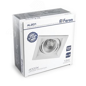 Светильник светодиодный ДВО-12w 4000K 1080Лм поворотный квадратный белый 6