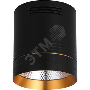 Светильник накладной светодиодный спот неповоротный AL521, 20W, 1800Lm, 4000K, 35 градусов, черный c золотым кольцом | 32466 | FERON
