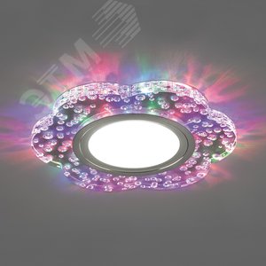 Светильник ИВО-50w G5.3 со светодиодной подсветкой RGB прозрачный хром (CD954) 2