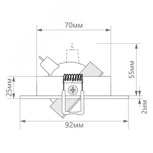 Светильник ИВО-50w G5.3 поворотный квадратный хром 2