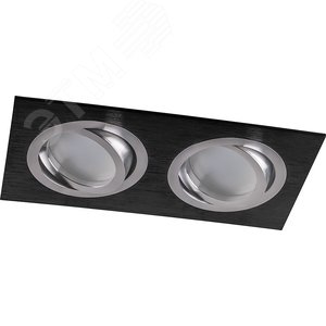 Светильник ИВО-2х50w G5.3 поворотный прямоугольный черный-хром