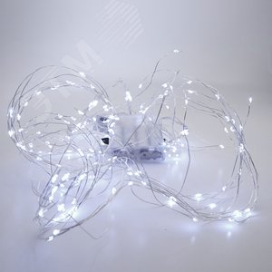 Гирлянда на елку LED белый 10 веток 2 м от батареек 5