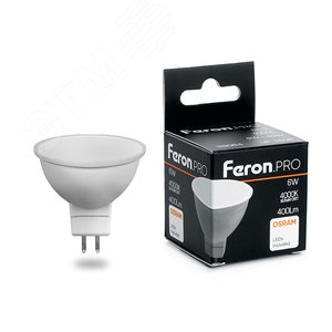 Лампа светодиодная LED 6вт 230в GU5.3 белый .PRO - Feron