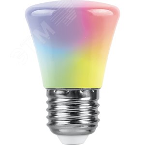 Лампа светодиодная LED 1вт Е27 RGB плавная смена цвета колокольчик (LB-372) - Feron