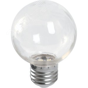 Лампа светодиодная LED 3вт Е27 прозрачный 6400К шар G60 (LB-371) - фото 2