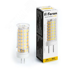 Лампа светодиодная LED 9вт 230в G4 теплый капсульная - Feron